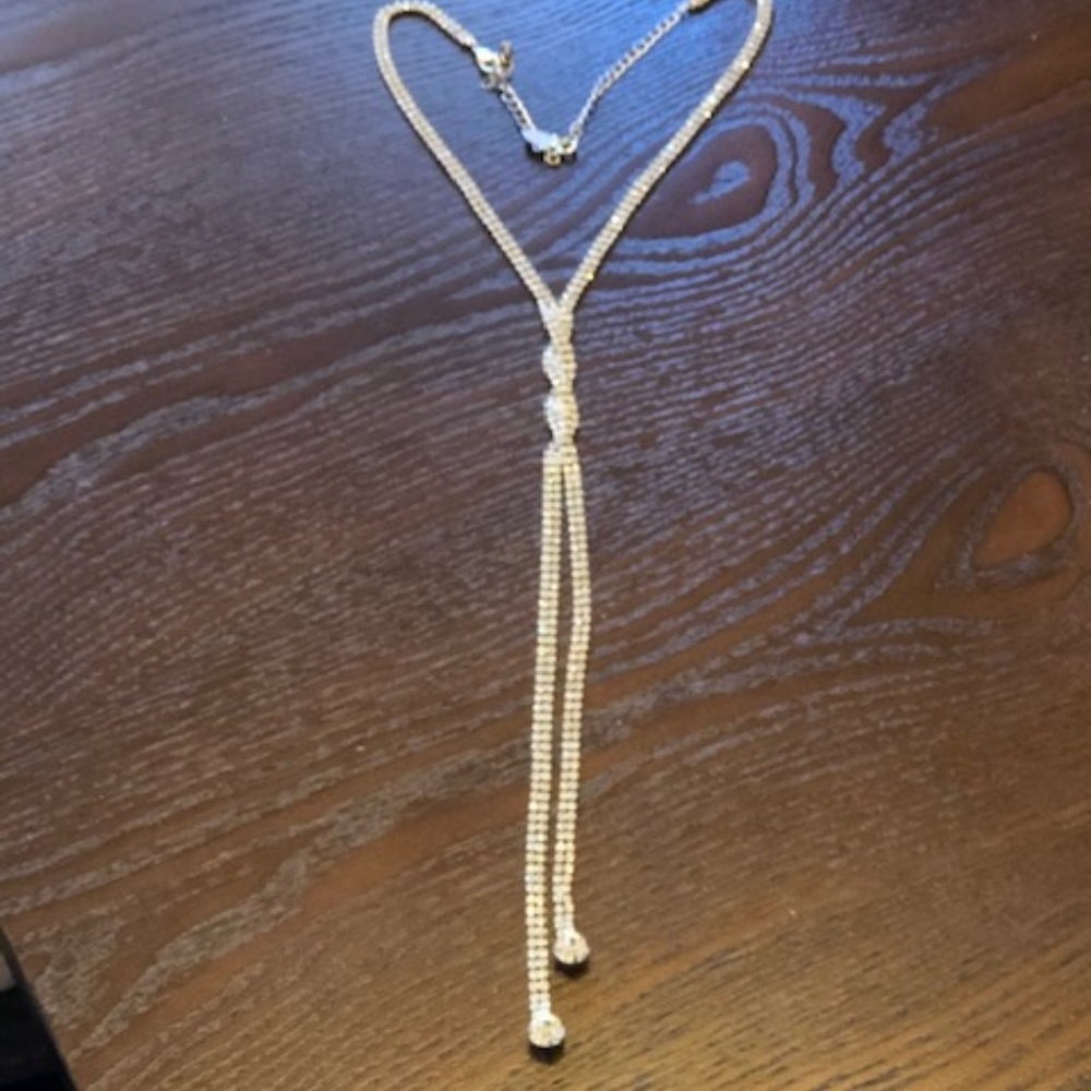 Icing Rhinestone Drop Twist Knot Necklace, NWOT